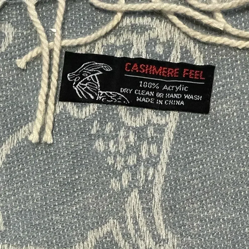 Fringed Shawl Scarf with Cat and Dog Design 74” x 26”